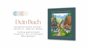 Buchcover „Europa | Verborgene Bergdörfer Achtsames Ausmalbuch „Europa – Verborgene Bergdörfer“ mit liebevoll illustriertem Covermotiv eines idyllischen Alpendorfes.